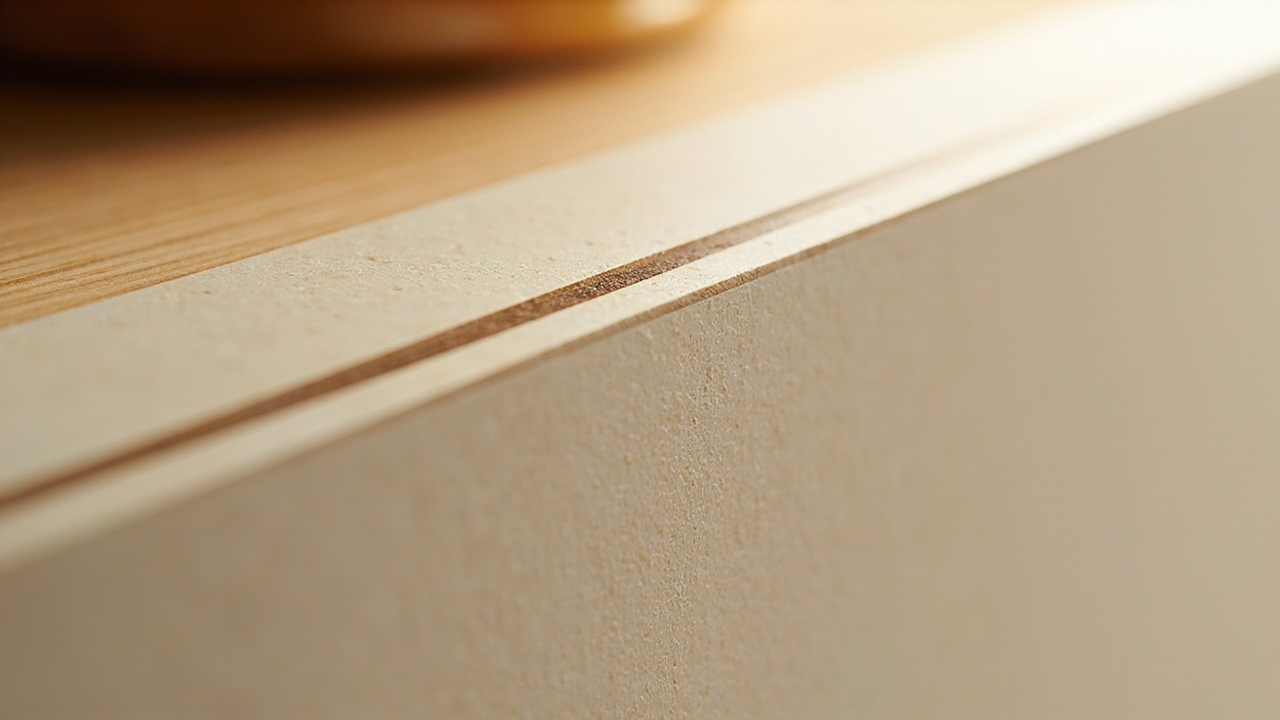Side by side comparison of melamine particleboard and plywood cabinet panels