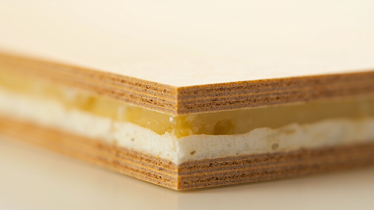Close-up of PVC edge banding applied to a cabinet panel