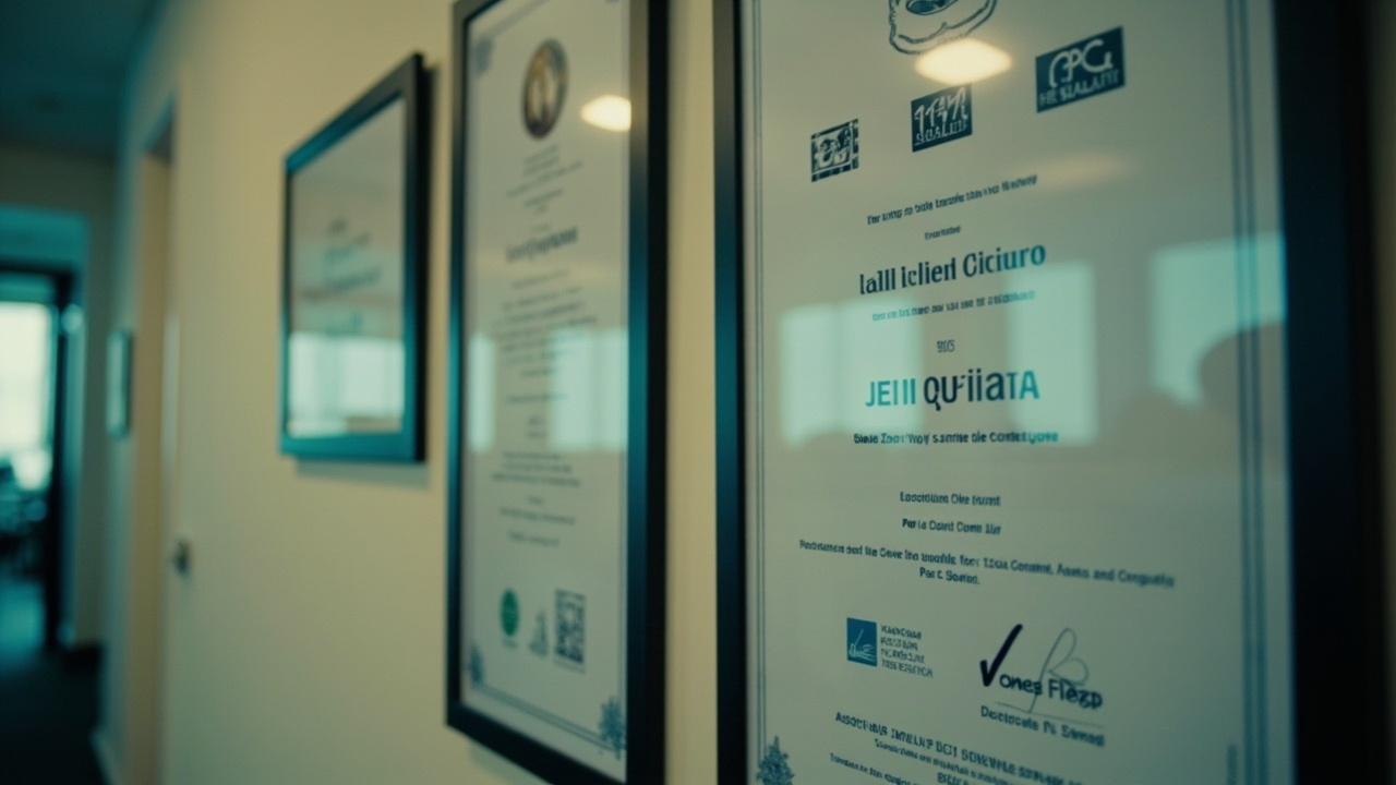 Certificats ISO et qualité au mur