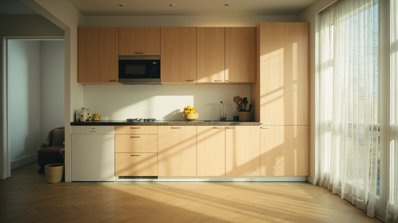 Cocina en L de apartamento pequeño
