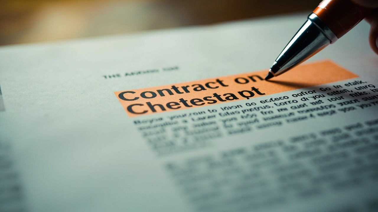 Signed building materials purchase contract with specification annex on a desk