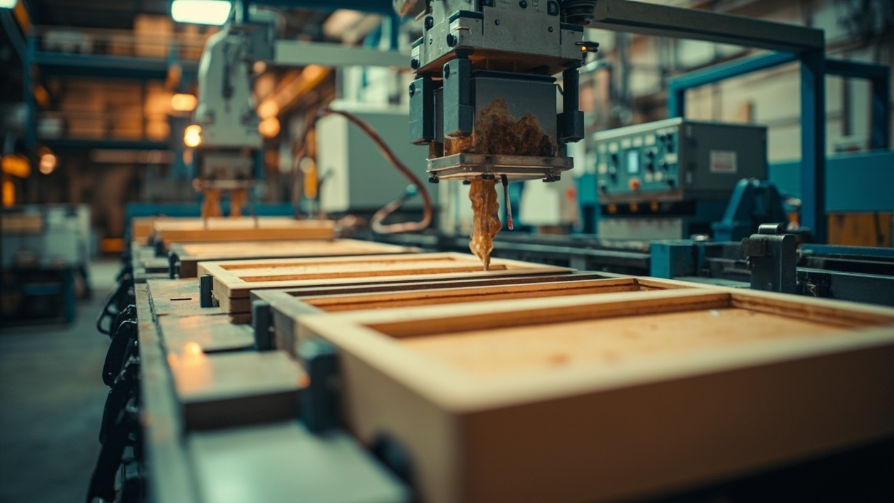 Línea de producción moderna de fábrica de armarios de cocina en China