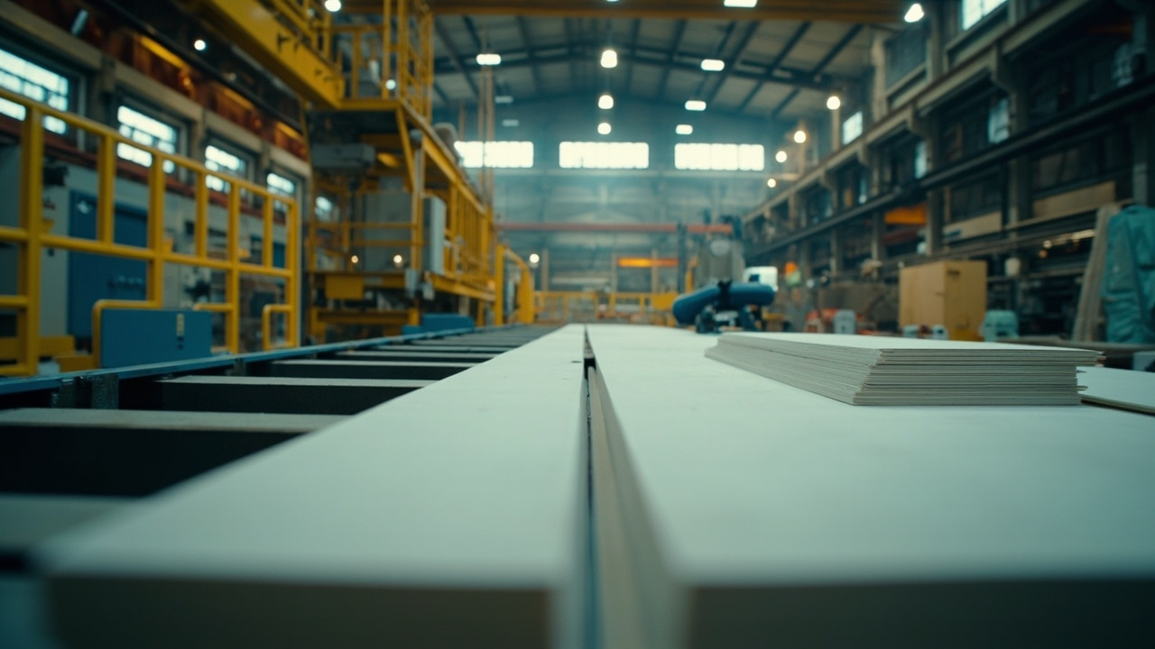 Fibre cement and calcium silicate board samples stacked by thickness grade