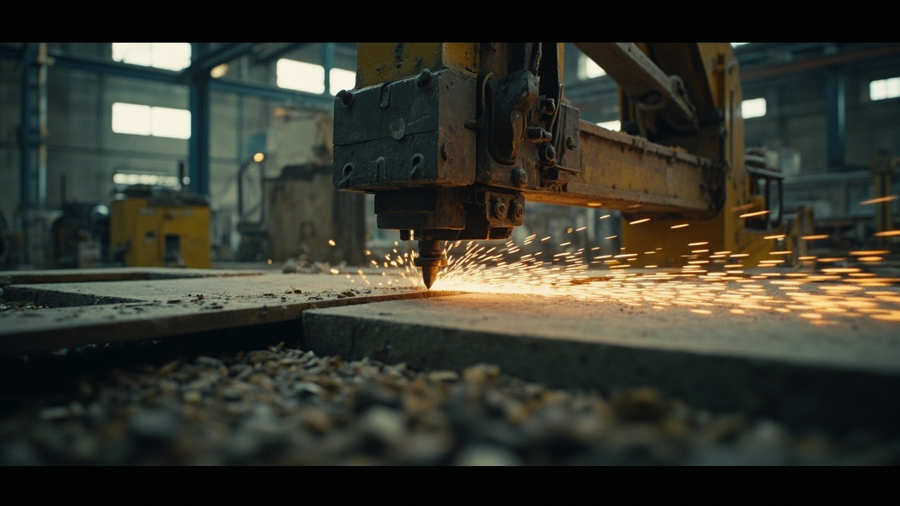 Chinese stone machinery factory floor with bridge saws and CNC routers