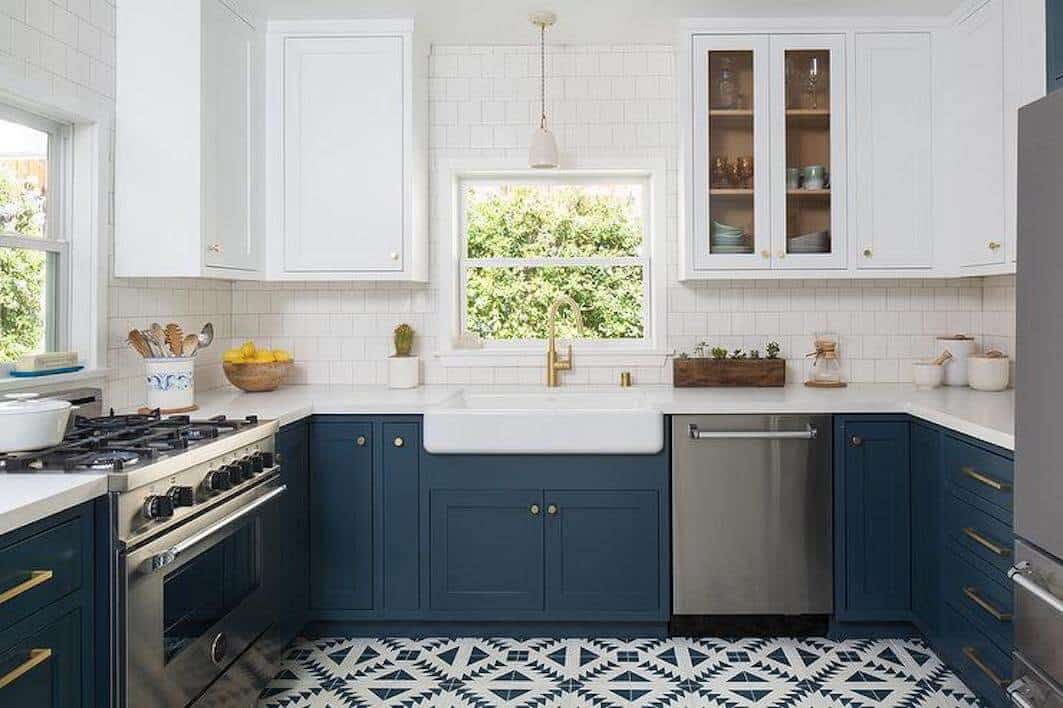Navy Blue and White Kitchen Cabinets