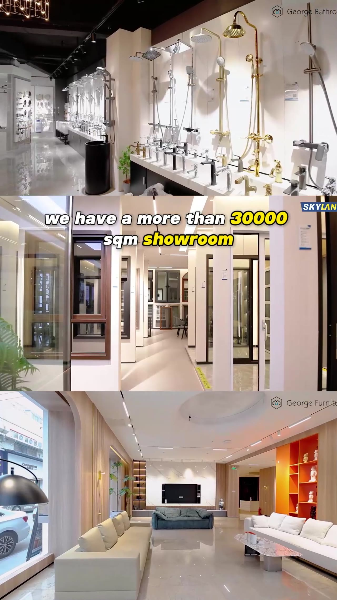 George Group showcases sanitary-ware, windows, and furniture in a large showroom
