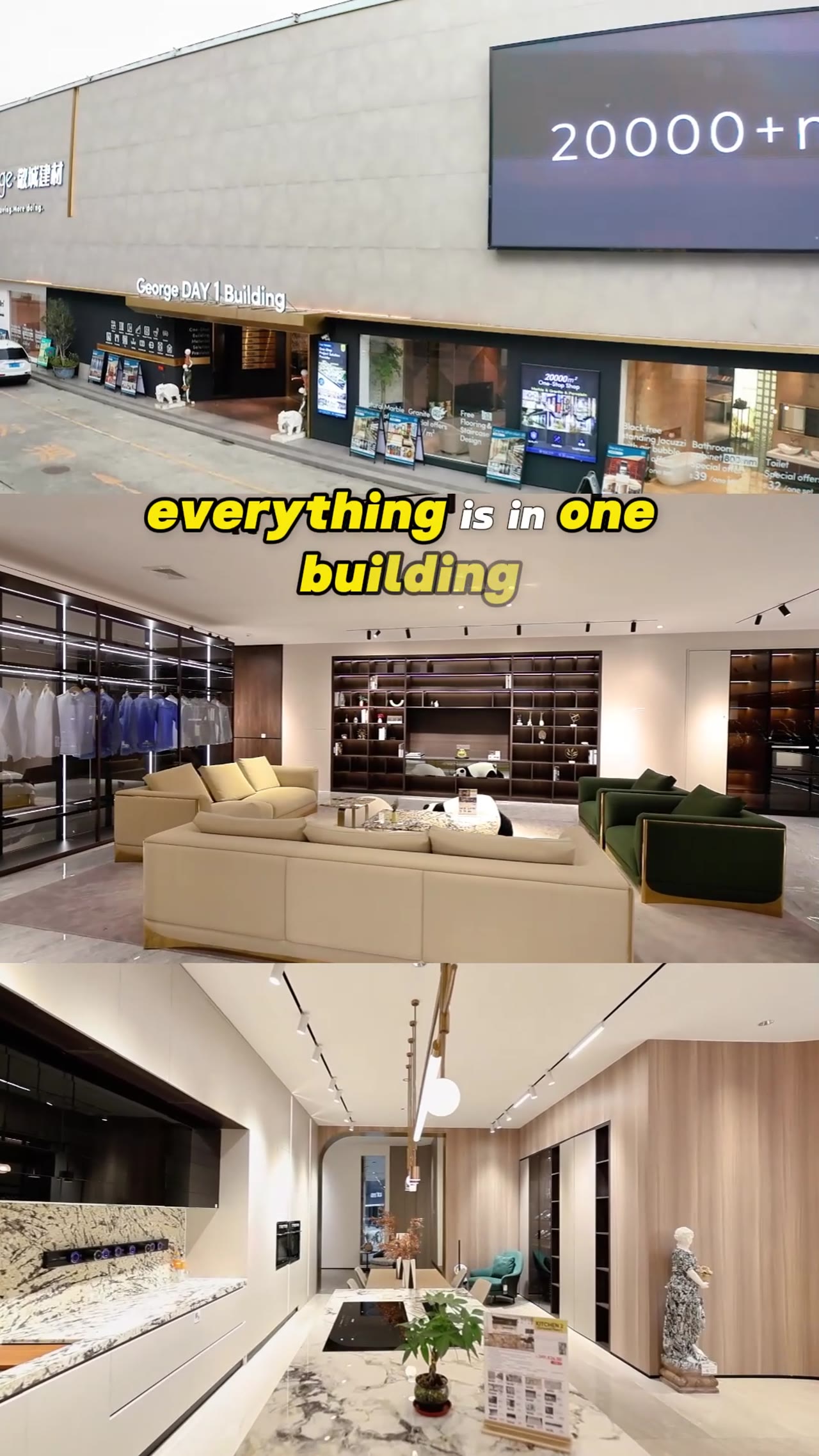 Luxury interior design showroom with elegant furniture and decor